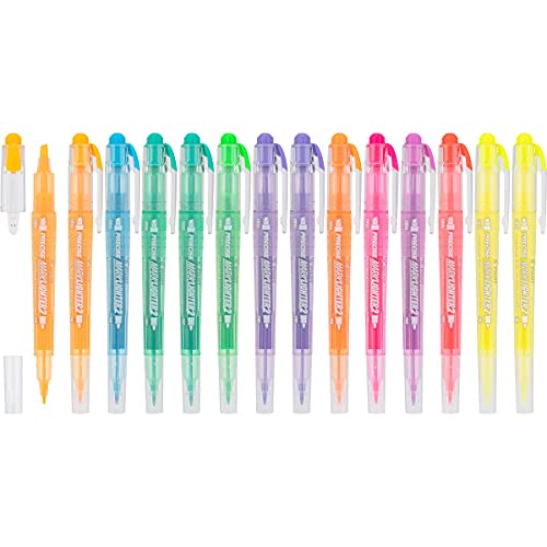 Pilot, Precise Marklighter2 Dual Tip Highlighters, Broad Chisel and Extra-Fine Bullet Point Tips, Assorted Colors, Pack of 5