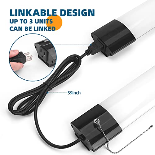 Barrina LED Shop Light for Garage, 10000LM, 84W, 4FT, 5000K Linkable Light Fixture for Workshop, Basement, Hanging or Flush Mount, Heat Dissipation, with Pull Chain Switch, ETL,1 Pack