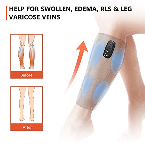 CINCOM Cordless Calf Massager for Circulation, Leg Compression Massager for Calf, Rechargeable Leg Massager with 3 Intensities 3 Modes for Pain Relief, Gifts for Women Men(Pair)