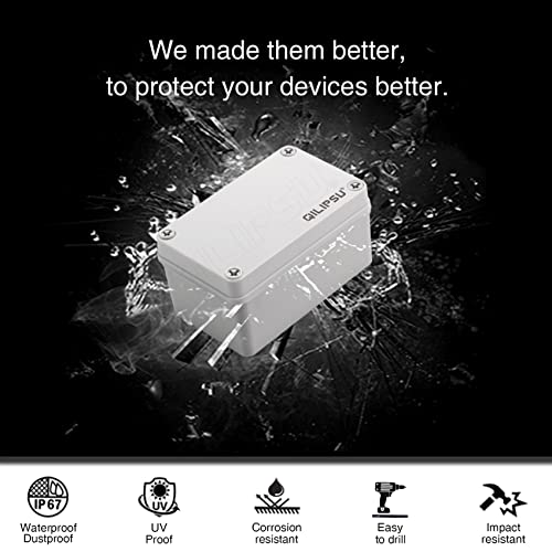 QILIPSU Outdoor Junction Box, IP67 Waterproof ABS Plastic Electrical Box, Clear Cover 175x125x100mm Project Box Weatherproof Enclosure (6.9"x4.9"x3.9" CC)