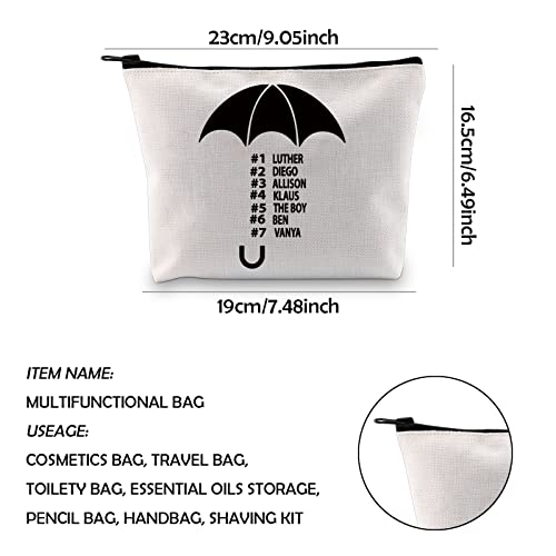 WCGXKO TV Show Inspired Number Five Number Four Academy Inspired Zipper Pouch Makeup Bag for Fans (THE UMBRELLA)