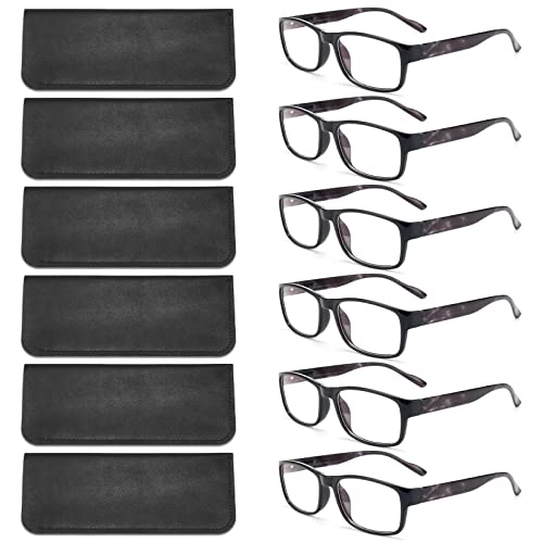BLS BLUES Reading Glasses for Women/Men Blue Light Blocking, Computer Readers Anti Migraine/Eye Strain Blocker Eyeglasses 6 Packs with Soft Case (Mix1 4.0)