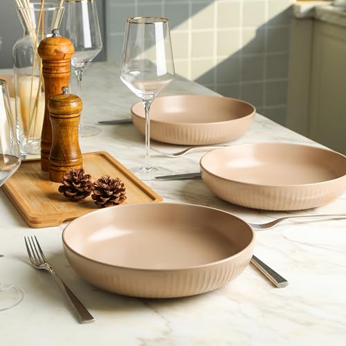 Stone lain Logan Stoneware Pasta Bowl Set of 4, Beige