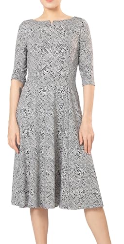 Marycrafts Women's Fit Flare Tea Midi Dress for Office Business Work 18 Dark Blue