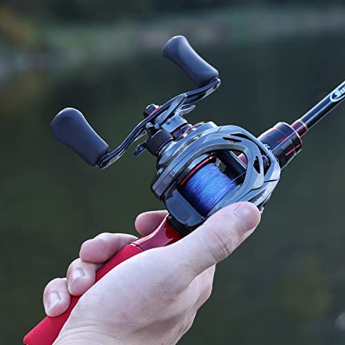 Sougayilang Baitcasting Rod and Reel Combos,Two Pieces Light Weight Pole with High Speed Smooth Powerful Gear Casting Rod Avaliable for Freshwater Saltwater