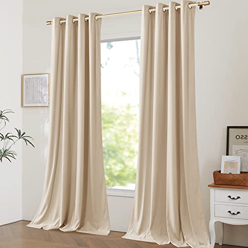 NICETOWN Christmas Red Velvet Curtains Drapes, Super Soft Luxury Velvet Grommet Top Room Darkening Drapes for Home Decor (1 Pair, W52xL84 inches)