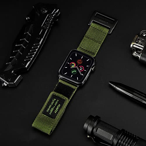 MTRRISE Compatible with Apple Watch band 38mm/40mm/41mm/42mm/44mm/45mm49mm, nylon sports bracelet for Apple Watch strap, Velcro design for iWatch strap series 8/7/6/5/4/3/2/1, SE，ultra,Army Green