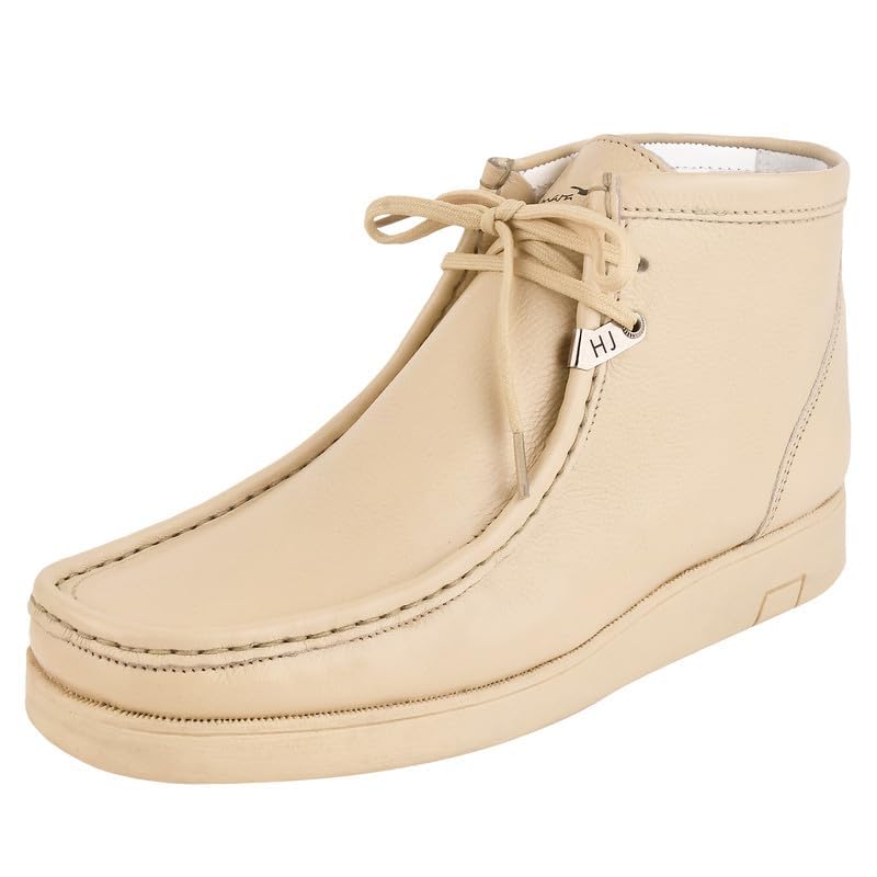 LIBERTYZENO HAMARA JOE Mens Genuine Leather Moccasin Toe Lace Up Casual Chukka Boot Shoes HJ101 Beige 10.5