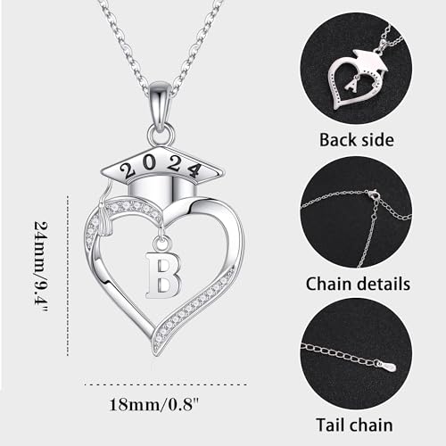 DONYUDE 2024 Graduation Gifts for Her, High School Graduation Gifts for Her T Initial Necklaces for Women Class of 2024 Graduation Gift Graduation Necklace for Her 2024