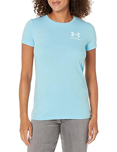 Under Armour Womens New Freedom Banner T-Shirt, Baroque Green (310)/Pink Clay, Small