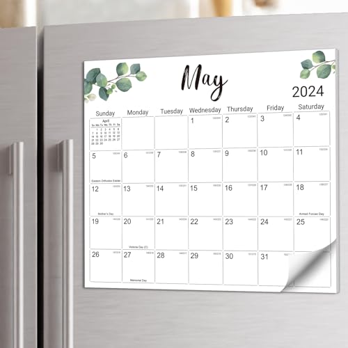 Aesthetic Magnetic Calendar for Refrigerator, Fridge Calendar Magnet Runs from July 2024 Until December 2025, 18 Monthly Refrigerator Calendar with Greenery Designs for Easy Organizing - Nature