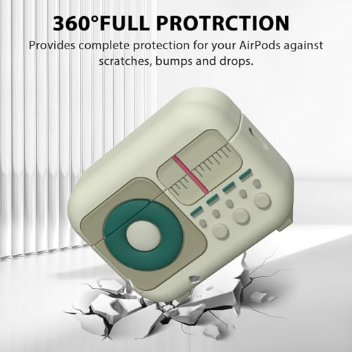 KOREDA Compatible with AirPods Pro 2nd Generation Case Cover with Cleaner Kit, Cute Funny Radio Design Soft Silicone Shock-Absorbing Protective Cover with Lanyard