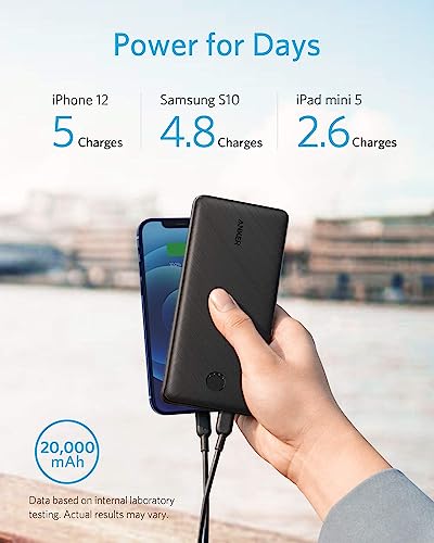 Anker Portable Charger, USB-C Power Bank 20000mAh with 20W Power Delivery, 525 Power Bank (PowerCore Essential 20K PD) for iPhone 15/15 Pro /15 Pro Max/14/14 Pro, Samsung, iPad Pro, and More