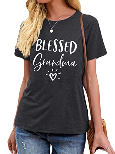 MAIHUN Blessed Grandma Shirt for Women Grandmother Heart Graphic Tees Grandma Gift T-Shirt Tops Green