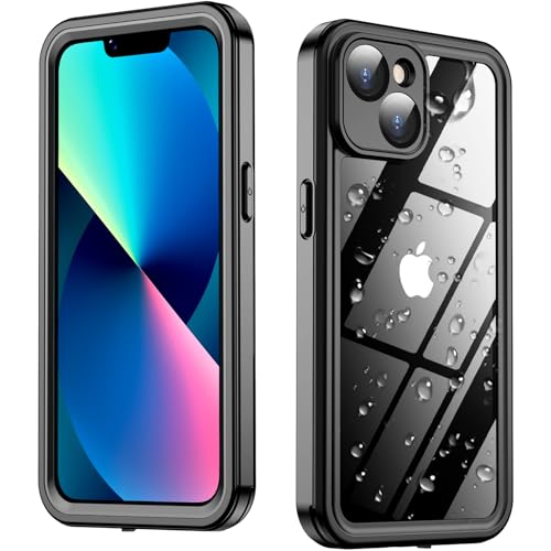 SPIDERCASE for iPhone 13 Case Waterproof,Built-in【9H Tempered Glass】 Camera Lens & Screen Protector【IP68 Underwater】【15FT Military Shockproof】 Full Body Protection Rugged iPhone 13 Case 6.1’’,Black