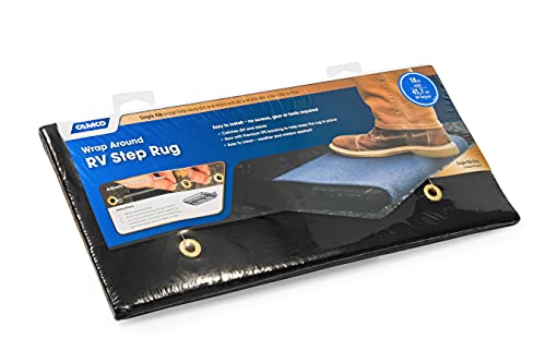 Camco Wrap Around RV Step Rug | 17.5" x 18" | Black | 42904