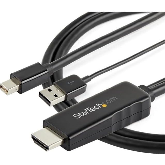 StarTech.com 6ft (2m) HDMI to Mini DisplayPort Cable 4K 30Hz - Active HDMI to mDP Adapter Converter Cable with Audio - USB Powered - Mac & Windows - Male to Male Video Adapter Cable (HD2MDPMM2M)