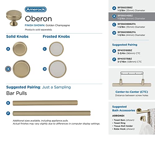 Amerock | Cabinet Knob | Golden Champagne | 1-3/4 inch (44 mm) Diameter | Oberon | 1 Pack | Drawer Knob | Cabinet Hardware