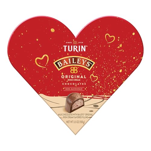 Turin Heart Baileys Milk Chocolate Truffles, Milk Chocolates Filled With Baileys Flavored Non-Alcoholic, 3,5oz