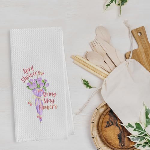 Geqtt Tulip Spring Kitchen Towels - Spring Gifts, Spring Hand Towels for Bathroom, 16x24 Purple Flower Spring Tea Towels for Kitchen Decorative, Spring Decor