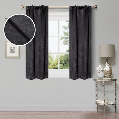 Superior Blackout Curtains, Room Darkening Window Accents, Sunblocking, Thermal, Modern Geometric Waves with Grommets, Curtain Set of 2 Panels, 52 W X 120 L, Silver