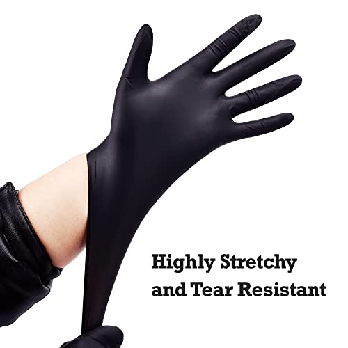TitanFlex Disposable Nitrile Exam Gloves, 6-mil, Black, Small 100-ct Box, Heavy Duty Disposable Gloves, Cooking Gloves, Mechanic Gloves, Latex Free Gloves, Food Safe Rubber Gloves for Food Prep