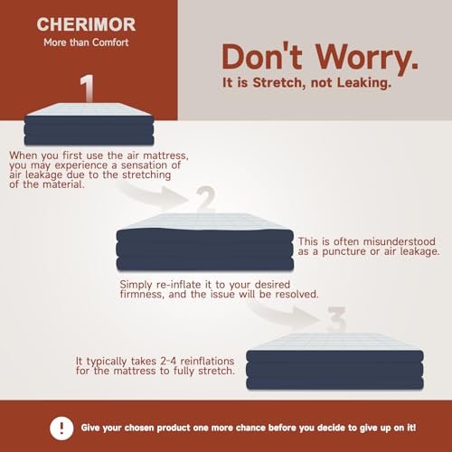 CHERIMOR Twin Air Mattress with Built in Pump and Quilted Mattress Topper, 20" Comfort Blow Up Mattress, Portable Inflatable Mattress with Carry Bag, 2-Min Inflation Air Bed for Guest, Home & Camping