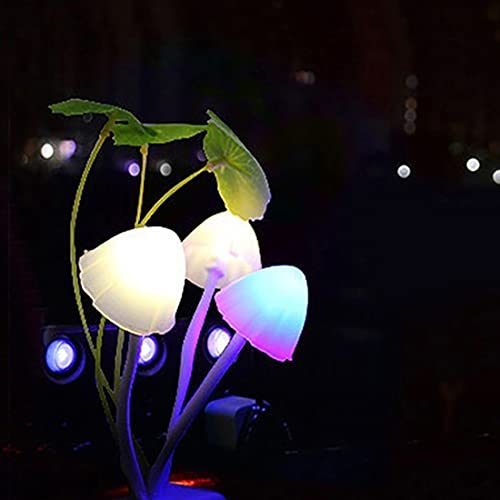 Tuelaly Cute Night Light, 1PC US EU Plug Adapter LED Night Lamp Discolor Light Sense Control Mushroom Lamp