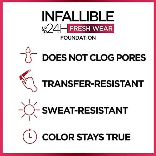 L'Oreal Paris Makeup Infallible Up to 32 Hour Fresh Wear Lightweight Foundation, 510 Hazelnut, 1 Fl Oz, Packaging May Vary