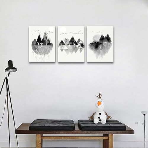 Lapremoly Black And White Geometry Wall Paintings Wall Art For Living Room Abstract Wall Decor For Bedroom Office Decorations Wall Pictures Modern Framed Canvas Wall Art Posters 12x16 Inch 3 Piece