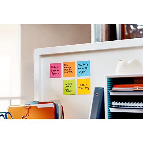 Post-it Super Sticky Notes, 3x3 in, 6 Pads, 2X The Sticking Power, Energy Boost Collection, Bright Colors (Orange, Pink, Blue, Green),Recyclable (654-6SSAU)