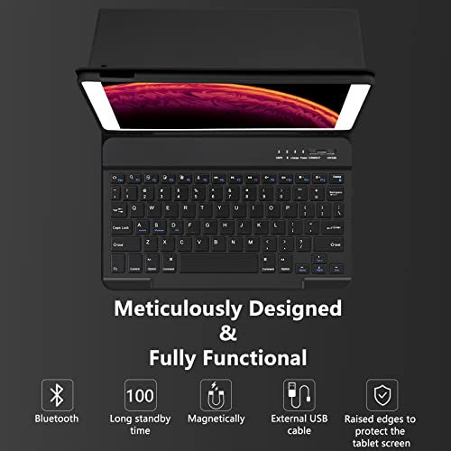 Keyboard Case for iPad 10.2" 9th 8th 7th Generation, with Detachable Bluetooth Keyboard and Pencil Holder, for iPad 10.2 Inch/iPad Air 10.5"(3rd Gen)/iPad Pro 10.5 in, Auto Sleep/Wake Function (Black)