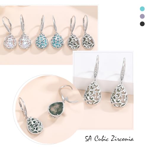 Dangle Earrings for Women Teen Sterling Silver Garnet Leverback Earrings Minimalist Hypoallergenic Earrings for Sensitive Ears Dangle Drop Jewelry for Birthday Anniversary