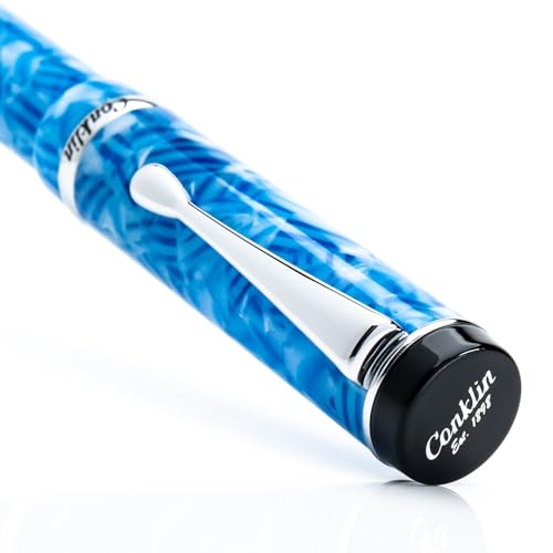 Conklin Duragraph Fountain Pen Ice Blue - Medium Nib, Timeless Writing Instrument with Cool Blue Finish