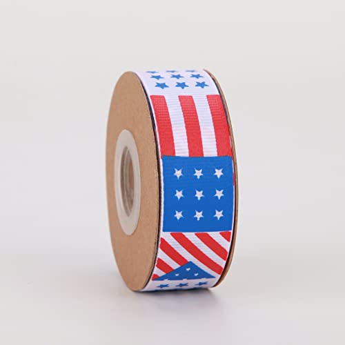 Meseey Patriotic Ribbons Red/White/Blue 40 Yards Stars and Stripes Grosgrain Ribbon Use for Hair Bows,Wreath,Gift Wrapping,Memorial Day Decoration(01)