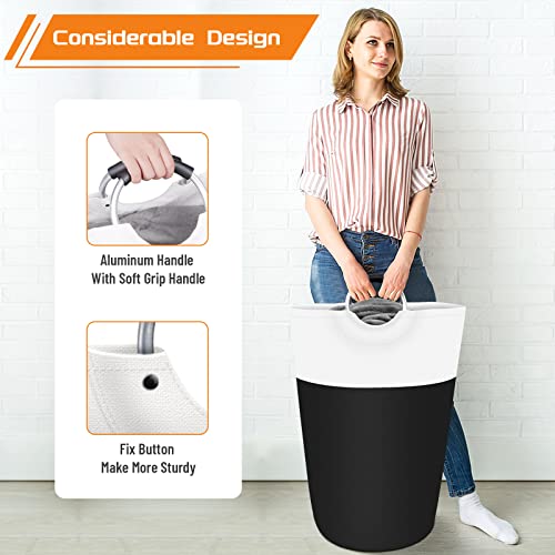 BlissTotes Laundry Basket, Laundry Hamper, Collapsible Laundry Baskets, Dirty Clothes Hamper, Waterproof Laundry Basket with Foam Protected Aluminum Handles for College Dorm, Family 75L (Black)
