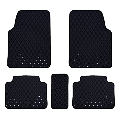 eing All Weather Pu Leather Floor Mats for Car SUV & Truck - 5 Pack/Set (Front & Rear), Heavy Duty Protection,Car Floor Cushion,Black