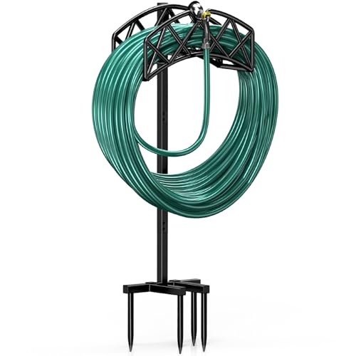 Winpull Garden Hose Holder Detachable Metal Water Hose Holder Hose Hanger, Heavy Duty Hose Holder Freestanding Garden Hose Storage Hose Stand Rack for Outside (Hose not Included)