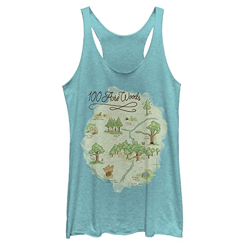 Disney Winnie The Pooh Acre Map Women's Racerback Tank Top, Tahiti Blue, X-Small