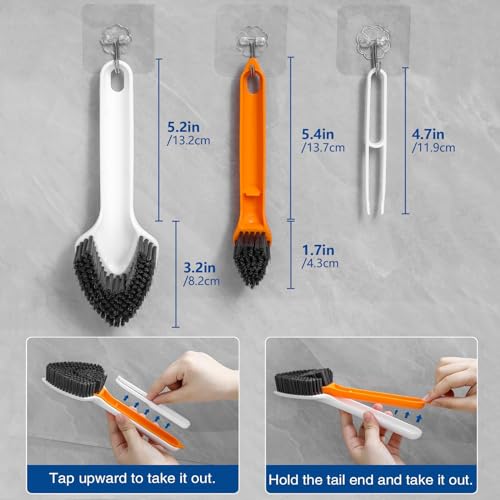 MGVK Scrub Brush, Cleaning Brush Set, Multifunctional 3 in 1 Scrub Brush with Handle, Household Cleaning Brush for Cleaning Bathroom, Shower, Tile, Kitchen, Floor, Bathtub, Carpet