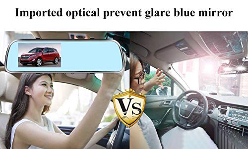 Backup Camera Mirror HD 1080P - Plug and Play Easy Set up Color Night Vision Rear View Mirror with License Plate Camera for Car Truck SUV Waterproof DIY Guide Lines AMTIFO A1