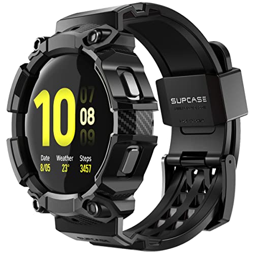 SUPCASE for Samsung Galaxy Watch 6 44mm Case with Band (Unicorn Beetle Pro), [Anti-Scratch] [Bumper Protector] Rugged Men Cover with Adjustable Strap Band for Galaxy Watch 6/5/4 44mm, Black