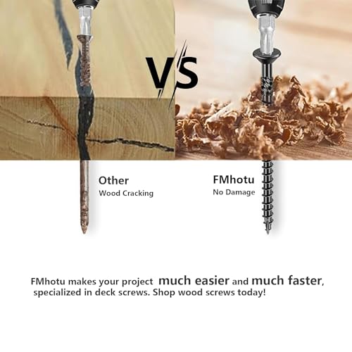 FMhotu 100Pcs Black Star Drive Wood Screws 2-7/8 inch - Rust Resistant Timber Deck Screws for Landscaping, Log & Timber Wood - Heavy-Duty Outdoor Fasteners (#14 x 2-7/8" Black）
