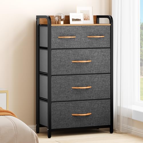 YITAHOME Dresser for Bedroom, 7 Drawers Fabric Dresser, Organizer Unit for Living Room, Hallway, Closets - Sturdy Steel Frame, Wooden Top & Easy Pull Fabric Bins