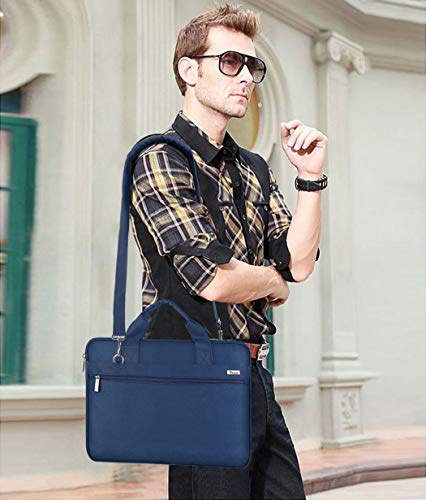 Voova Laptop Bag 13-14 Inch, 360° Protective Laptop Case Sleeve with Shoulder Strap Compatible with Macbook Air 13, MacBook Pro 13/14, Waterproof Computer Bag Slim Briefcase for Men Women, Blue