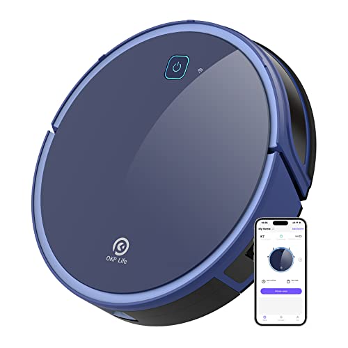 OKP K7 Robot Vacuum Cleaner, Strong Suction, 120Mins Runtime Robotic Vacuums, 4 Cleaning Modes, Works with Alexa/APP/WiFi, Automatic Vacuum Cleaner Robot for Hard Wood Floors and Low Pile Carpets