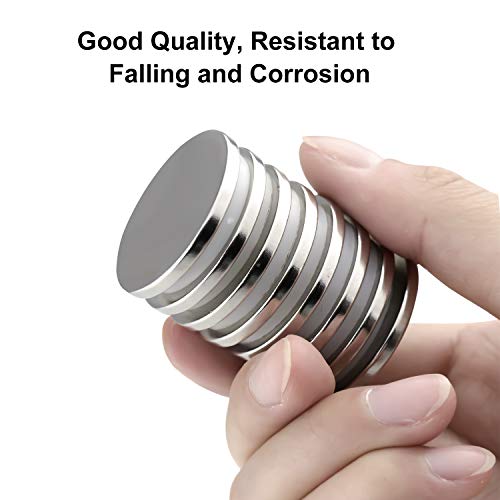 MIKEDE 6 Pack Magnets, Neodymium Magnets Strong with Double-Sided Adhesive, Small Refrigerator Magnets Heavy Duty, Rare Earth Round Magnets for Fridge, Whiteboard, Office, DIY, Craft Magnets - 20x3 mm