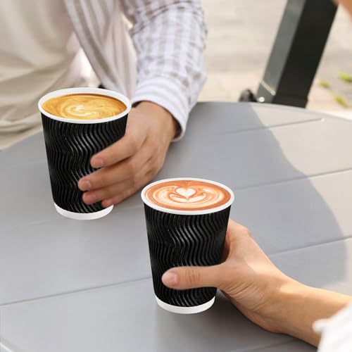 Huifany Coffee Cups 12 oz-120 Pack, Black Coffee Cups Disposable Paper Cups 12 oz, Insulated Hot Cups for Party/Office/Home/Travel/Cafe/Event, Black