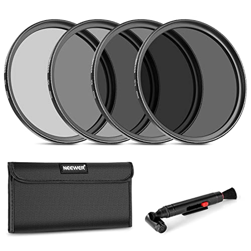 Neewer 49mm ND Lens Filter Kit: ND2 ND4 ND8 ND16, Lens Cleaning Pen, Filter Pouch Neutral Density Filter and Accessory Kit Compatible with Canon Nikon Sony Panasonic DSLR Cameras with 49mm Lens