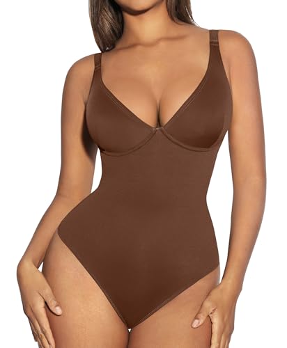 FeelinGirl White Body Suits Women Tummy Control Thong Shapeweawr Bodysuit